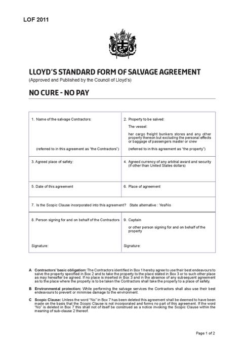 Marine Salvage and Lloyds Open Form